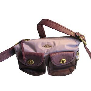 *COACH Purple Plum Nylon Leather Satchel Purse